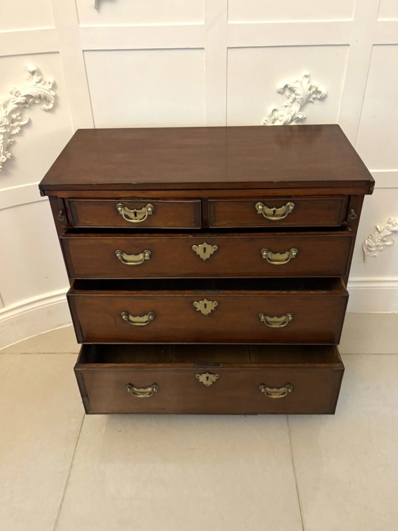 Rare Small Antique George III Quality Mahogany Bachelors Chest of 5 Drawers - Image 7